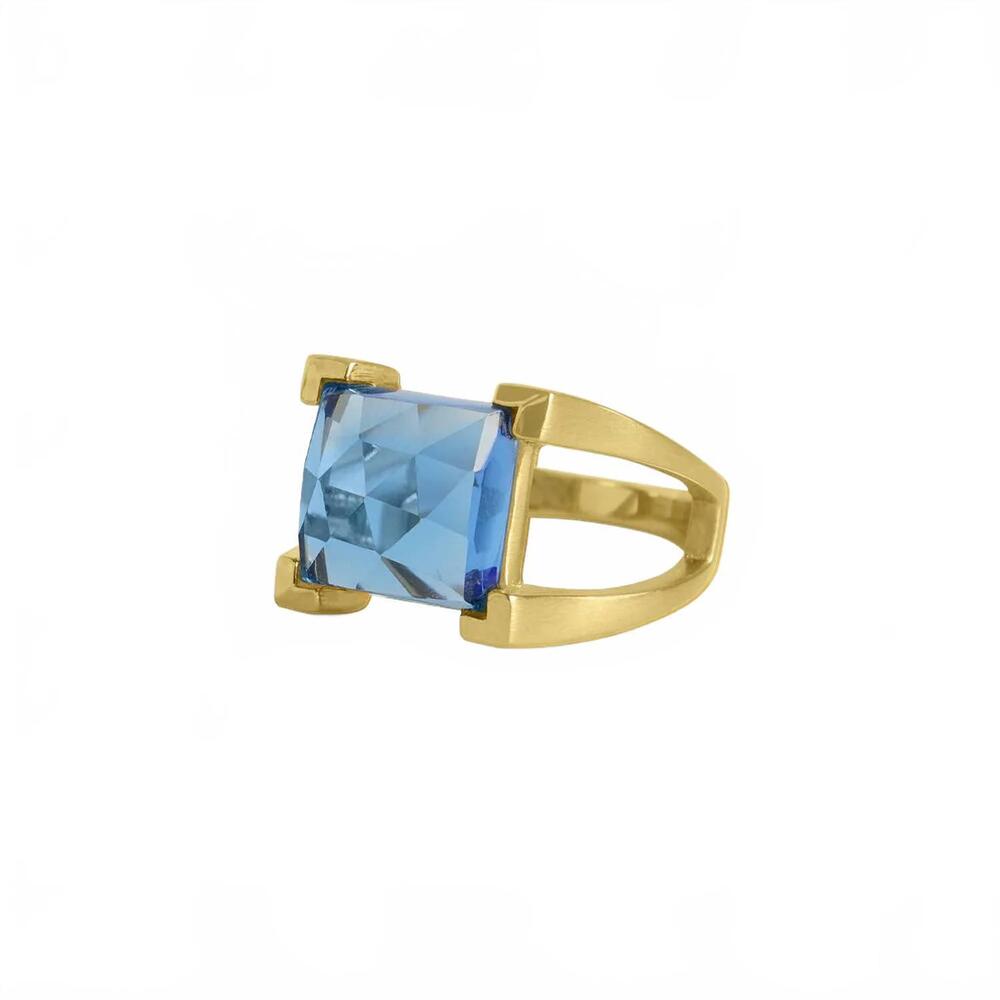 NEW DEAN DAVIDSON mini plaza ring in midnight blue / gold